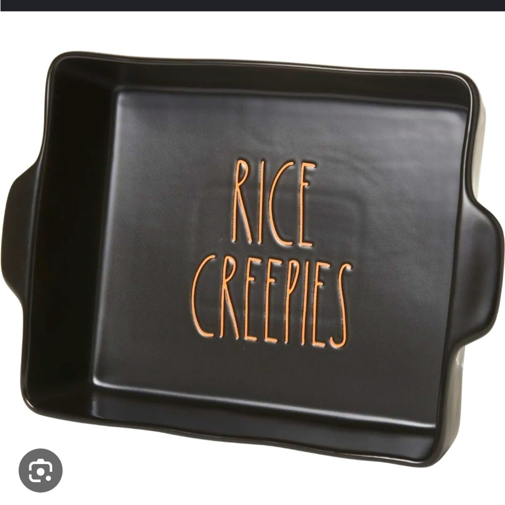 NWT Rae Dunn Ceramic Halloween Baker Rectangular/12 in W x 9 in L, Rice Creepies